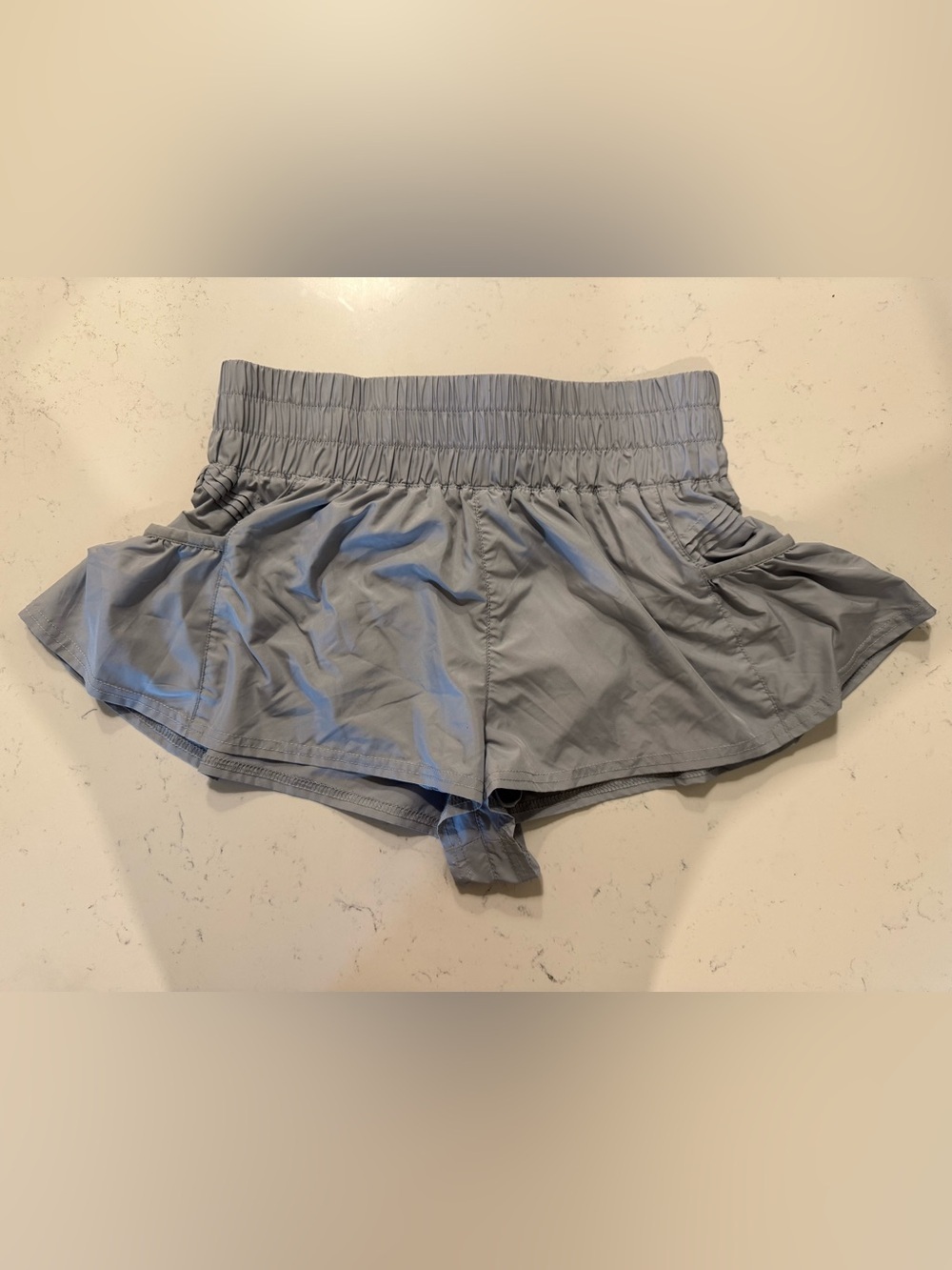 FP Movement Get Your Flirt On Ruffle Running Shorts Gray SP - Picture 2 of 8